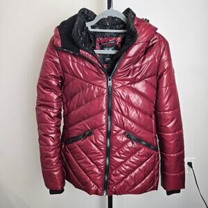Noize Hooded Puffer Parka Coat Quilted Red Weather Guard Winter Utility Small